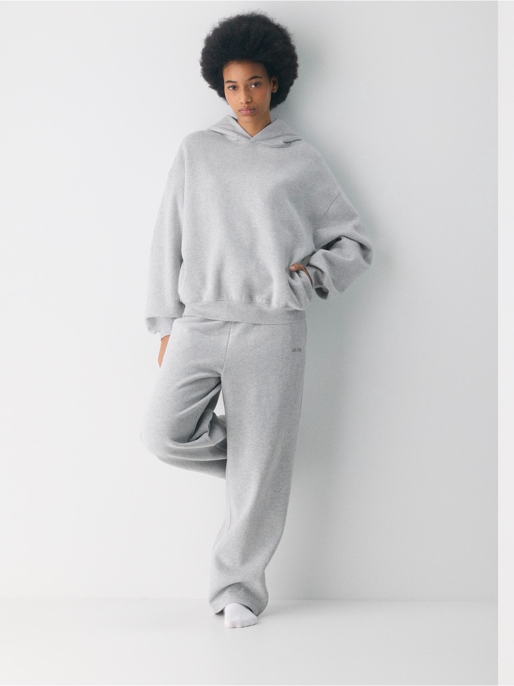 Aritzia Cozy Sweatfleece Mega Hoodie - Heather Chrome